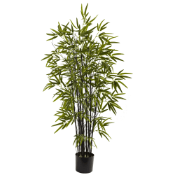 Nearly Natural Black Bamboo 48"H Plastic Tree With Pot, 48"H x 29"W x 29"D, Green