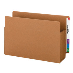 Smead® TUFF® Redrope End-Tab Expanding File Pockets, 5 1/4" Expansion, Legal Size, 30% Recycled, Redrope, Box Of 10