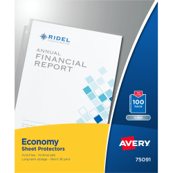 Avery® Top Load Economy Sheet Protectors, 8-1/2" x 11", Clear, 100 Document Protectors