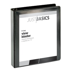 Just Basics® Basic View 3-Ring Binder, 1 1/2" D-Rings, Black