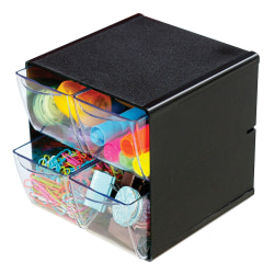 Deflect-O® Stackable Cube With 4 Drawers, 6"H x 6"W x 6"D, Black