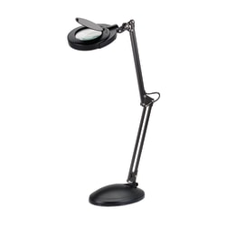 Realspace™ LED Magnifier Desk Lamp With Clamp, Adjustable Height, 22"H, Black