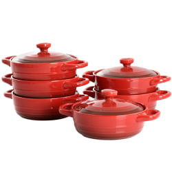 Crock-Pot Appleton 6-Piece Stoneware Mini Casserole Set, 10 Oz, Red