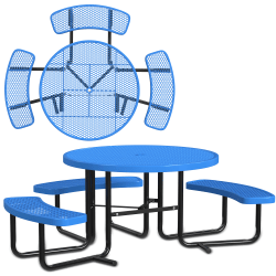 Leisure Craft Round ADA Outdoor Picnic Table, 29-1/4"H x 63-1/2"W x 81"D, Black/Blue