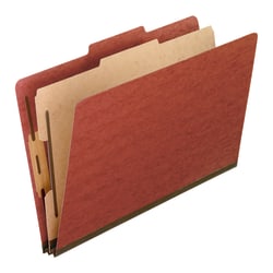 Pendaflex® Pressboard Classification Folder, 1 Divider, Legal Size, 30% Recycled, Red, Box Of 10