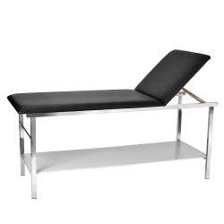 Alpine AdirMed Steel Exam Table With Shelf, 31-7/16"H x 27-1/2"W x 74-13/16"D, Black