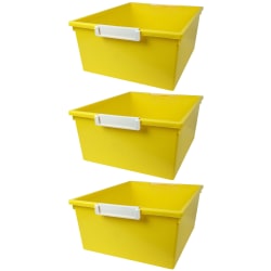 Romanoff Tattle Tray With Label Holder, 12 QT, Yellow, Pack Of 3