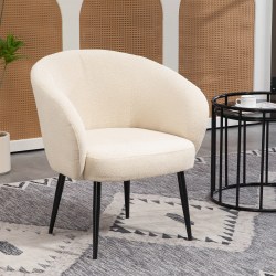 Glamour Home Bayan Boucle Fabric Accent Chair, White/Black