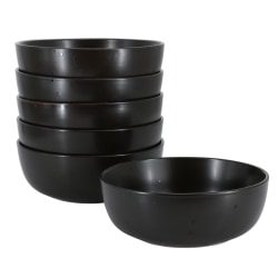 Studio 3B Mio Modern Coupe 6-Piece Round Stoneware Bowl Set, 6-1/2", Pepper