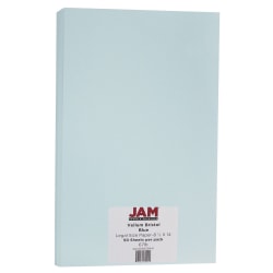 JAM Paper® Card Stock, Vellum Bristol Blue, Legal (8.5" x 14"), 67 Lb, Pack Of 50