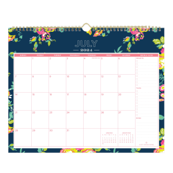 2024-2025 Day Designer Monthly Wall Calendar, 15" x 12", Peyton Navy, July 2024 To June 2025, 107934-A