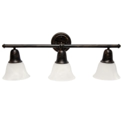 Lalia Home Essentix 3-Light Wall Mounted Vanity Light Fixture, 26-1/2"W, Alabaster White/Oil Rubbed Bronze