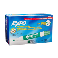 EXPO® Low-Odor Dry-Erase Marker, Chisel Point, Green, Pack of 12