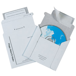 Partners Brand Foam Padded CD Mailers, 5" x 5", White, Pack Of 100