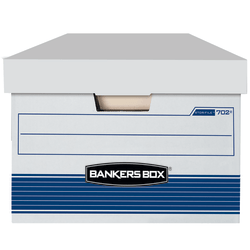 Bankers Box® Stor/File™ FastFold® Standard-Duty Storage Boxes With Locking Lift-Off Lids And Built-In Handles, Legal Size, 24“D x 15" x 10", 60% Recycled, White/Blue, Case Of 4