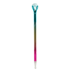 Office Depot® Brand Ballpoint Pen With Topper, Medium Point, 1.0 mm, Multicolor Barrel, Black Ink, Blue Diamond