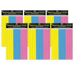 Ashley Productions Die-Cut Magnetic Sentence Strips, 2-3/4" x 11", Pink/Blue/Yellow, 3 Strips Per Pack, Set Of 6 Packs