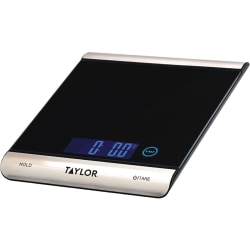 Taylor 3851 High-Capacity Digital Kitchen Scale - 33 lb - Black, Brushed Stainless Steel
