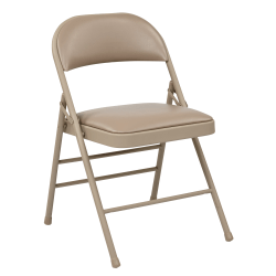 Office Star™ Work Smart® Vinyl Mid-Back Folding Chairs, Tan, Set Of 4 Chairs