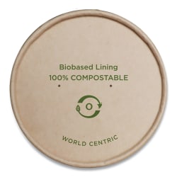 World Centric® Paper Lids For Bowls, 3-5/8" Diameter, Kraft, Carton Of 500 Lids