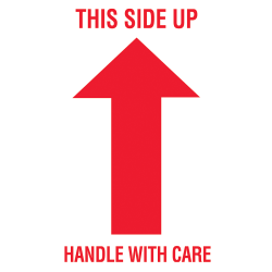 Tape Logic® Preprinted Shipping Labels, DL1050, Arrow With "This Side Up Handle With Care", 3" x 5", Red/White, Roll Of 500