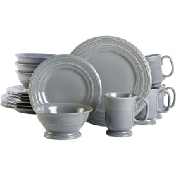 Gibson Elite Barberware 16-Piece Fine Ceramic Dinnerware Set, Gray
