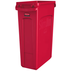 Rubbermaid® Slim Jim Rectangular Polyethylene Vented Waste Receptacle, 23 Gallons, Red