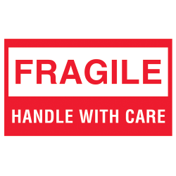 Tape Logic® Preprinted Shipping Labels, DL1070, Fragile, "Fragile™Handle With Care", 3" x 5", Red/White, Roll Of 500