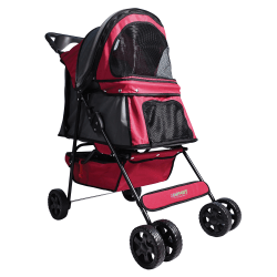 Jespet, Inc. 4-Wheel Pet Stroller, 35-1/2"H x 19-5/8"W x 31"D, Red