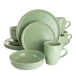 Gibson Elite Serenade 16-Piece Round Stoneware Dinnerware Set, Green