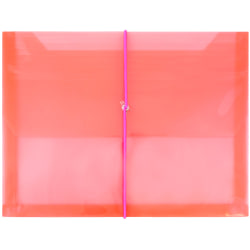 JAM Paper® Plastic 9 3/4" x 13" Envelopes With Elastic Closure, Red, Pack Of 12