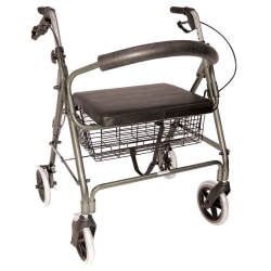 DMI® Lightweight Extra-Wide Aluminum Folding Rollator With Seat, Titanium
