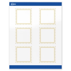 Avery® Print-To-The-Edge Labels With Sure Feed® Technology, S00-DHZ-PRWGP10, Square, 3" x 3", Glossy White, Preprinted Gold Border with Gold Dots Design, Pack Of 60