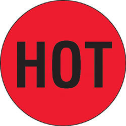Tape Logic® Preprinted Shipping Labels, DL1730, "Hot", 2" Circle, Red/Black, Roll Of 500