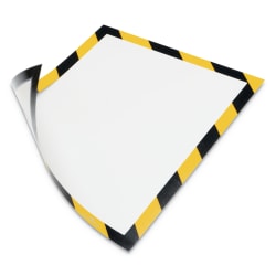 DURABLE DURAFRAME Security Magnetic Sign Holders, 9-1/2" x 12", Yellow/Black, Set Of 2 Holders