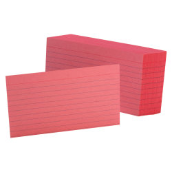 Oxford® Color Index Cards, Ruled, 3" x 5", Cherry, Pack Of 100