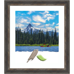 Amanti Art Rectangular Narrow Picture Frame, 23" x 27", Matted For 16" x 20", Bark Rustic Char