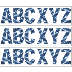 Eureka 7" Deco Letters, Shibori Tie-Dye, 129 Letters Per Pack, Set Of 3 Packs