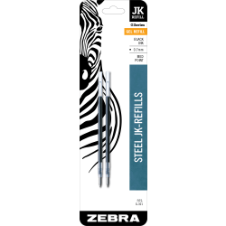 Zebra® Pen JK Gel Pen Refills, Pack Of 2, Medium Point, 0.7 mm, Black Ink