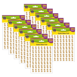 Teacher Created Resources Foil Star Stickers, Gold, 294 Stickers Per Pack, Set Of 12 Packs