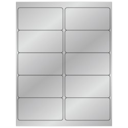 Tape Logic® Foil Labels For Laser Printers, LL211SR, 2" x 4", Rectangle, Silver, 10 Labels Per Sheet, Case Of 100 Sheets
