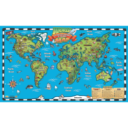 Popar Kid's World Map Interactive Wall Chart, 32" x 54"