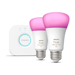 Philips Hue White and Color Ambiance Starter Kit - LED light bulb - shape: A19 - E26 - 9.5 W (equivalent 60 W) - warm to cool white light