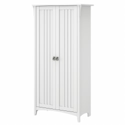 Bush® Furniture Salinas Tall Storage Cabinet with Doors, Shiplap Gray/Pure White, Standard Delivery
