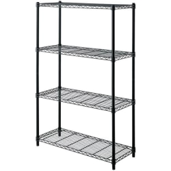 Realspace® Wire Shelving, 4-Shelves, 54"H x 36"W x 14"D, Black
