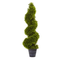 Nearly Natural Grass Spiral Topiary Plastic Tree With Deco Planter, 36"H x 11"W x 10"D, Green