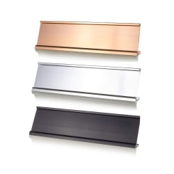 Slide-In Metal Wraparound Desk Sign Holder, Black, Gold or Silver, 2" x 10"