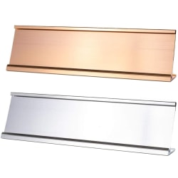Slide-In Metal Wraparound Desk Sign Holder Gold or Silver, 2" x 12"