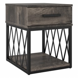 kathy ireland® Home by Bush® Furniture City Park Industrial End Table With Drawer, Dark Gray Hickory, Standard Delivery