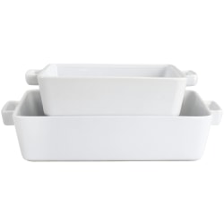 Martha Stewart 2-Piece Stoneware Square And Rectangle Baker Set, White